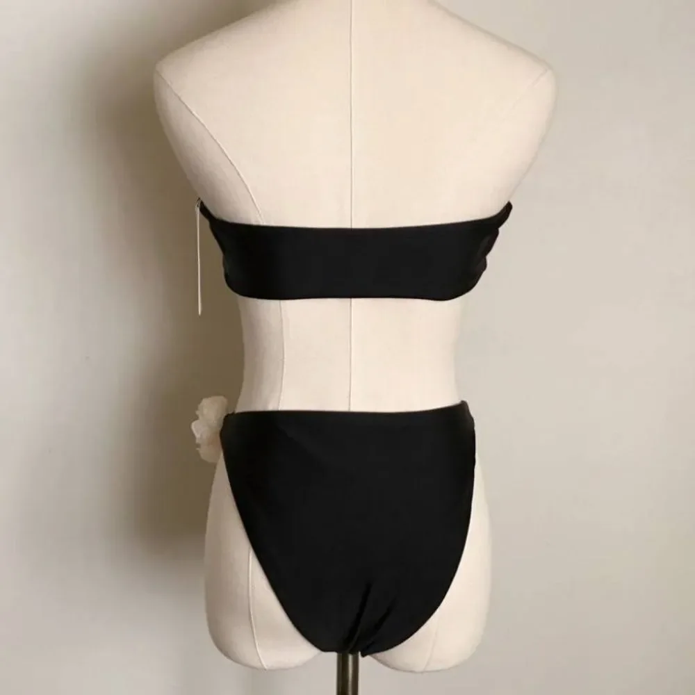 Sunday Brunch |‎ Two Tone Florette Retro Style High Waist Bikini Set Medium